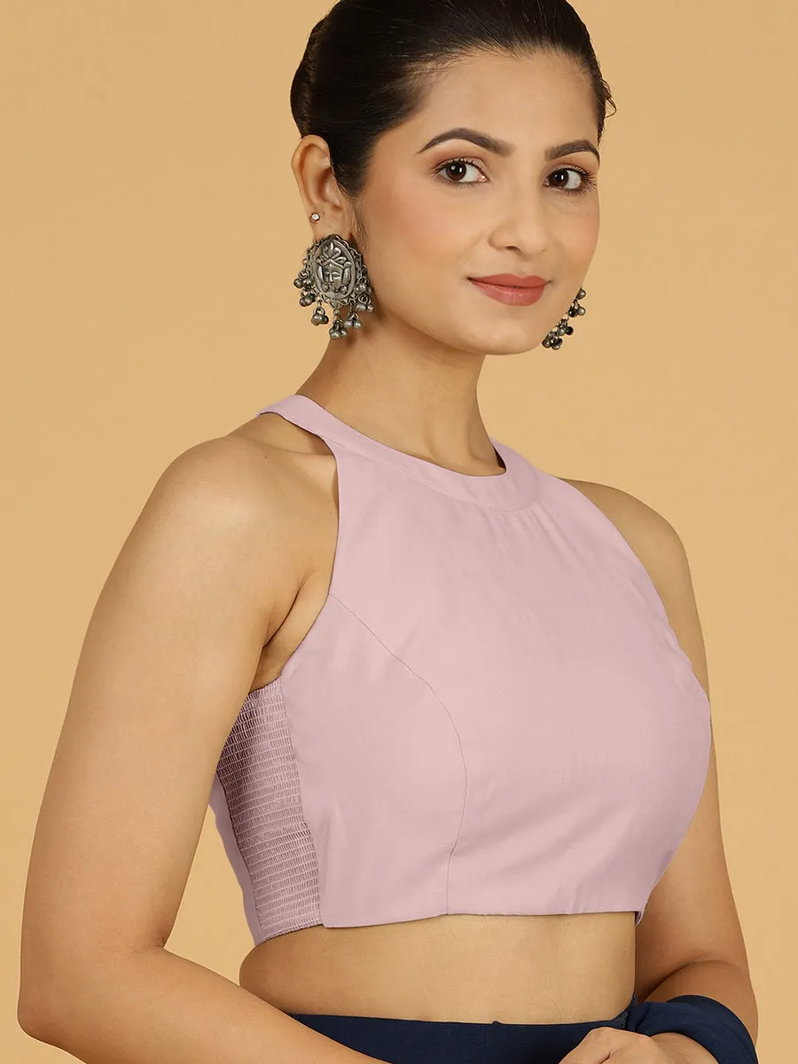 Zubeida x Rozaana | Lilac Sleeveless Halter Neck Saree Blouse