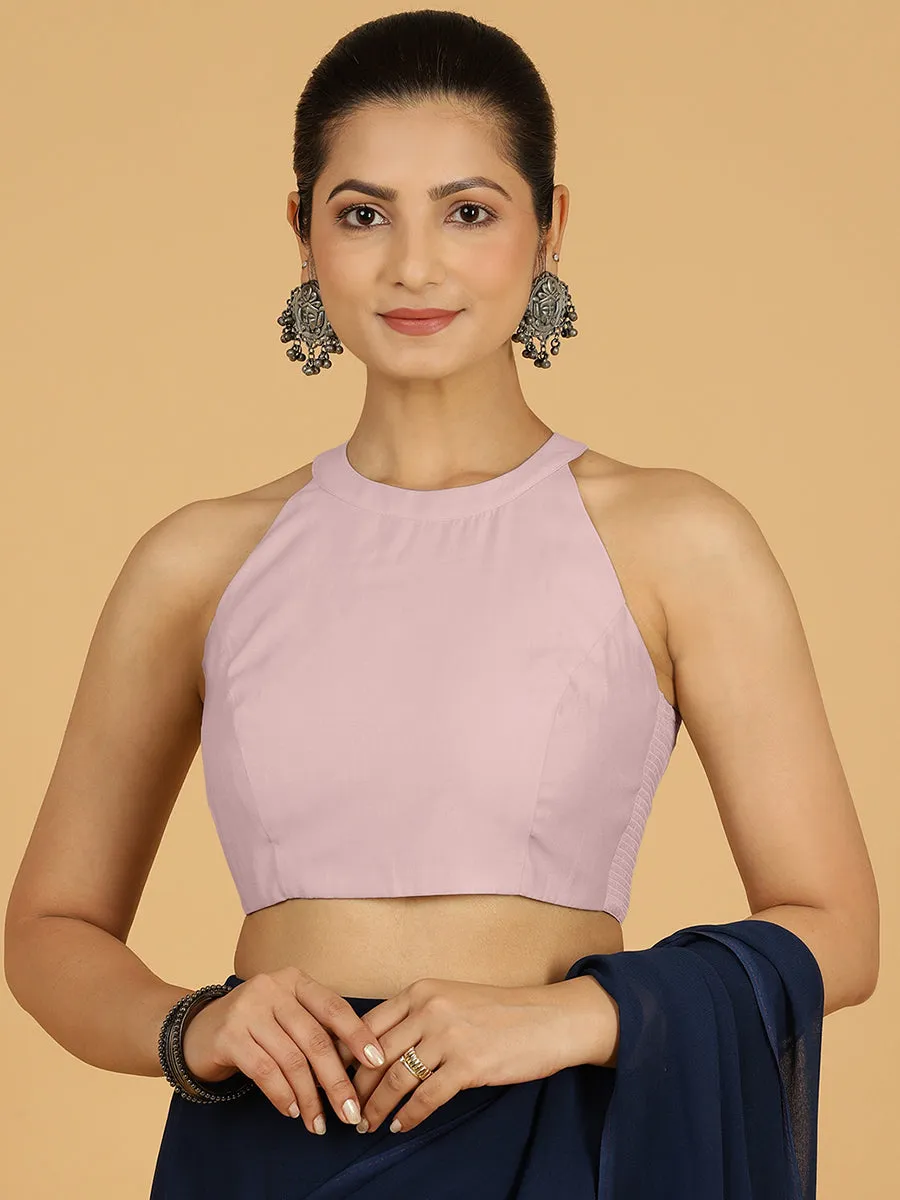 Zubeida x Rozaana | Lilac Sleeveless Halter Neck Saree Blouse